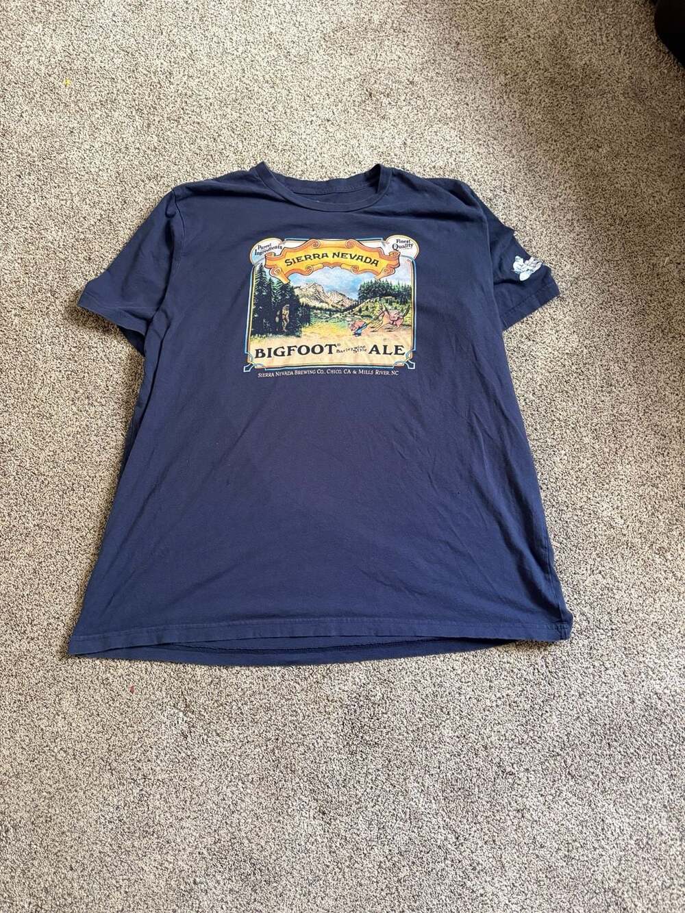 Vintage Sierra Nevada Bigfoot Barleywine Ale T-Shirt Men's 2XL Made In USA Blue